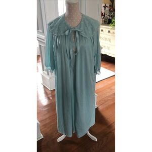 Vintage 1950's Dorella Rayon Slip Gown And Robe Powder Blue Women's 40